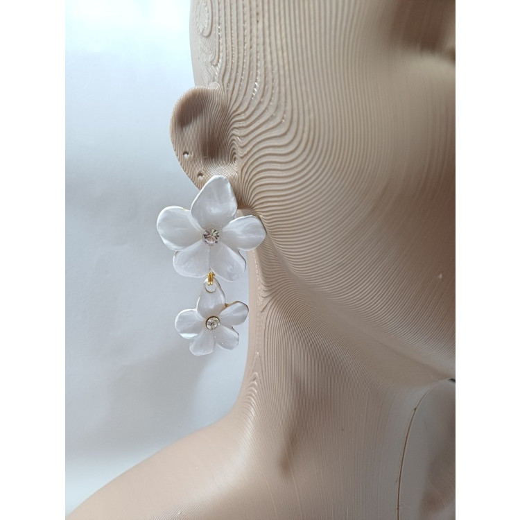Brinco flor dupla branco - Imagem: 2