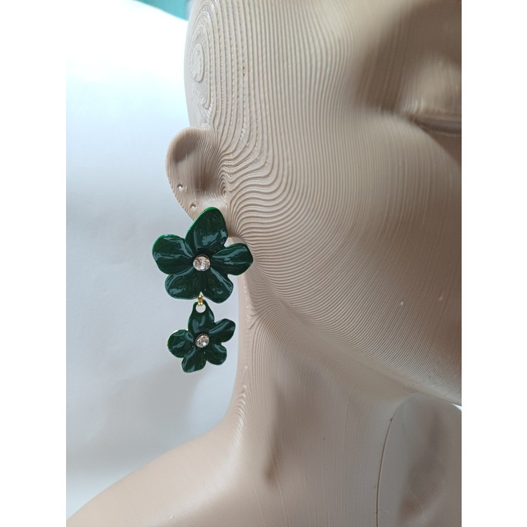 Brinco flor dupla verde  - Imagem: 2