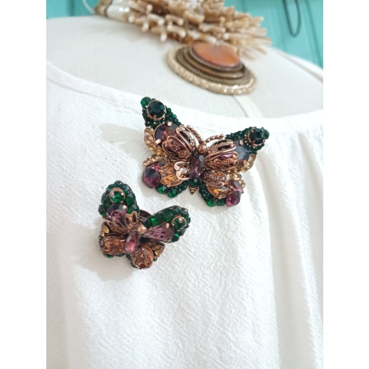 conjunto 2 broches borboletas strass - Imagem: 2