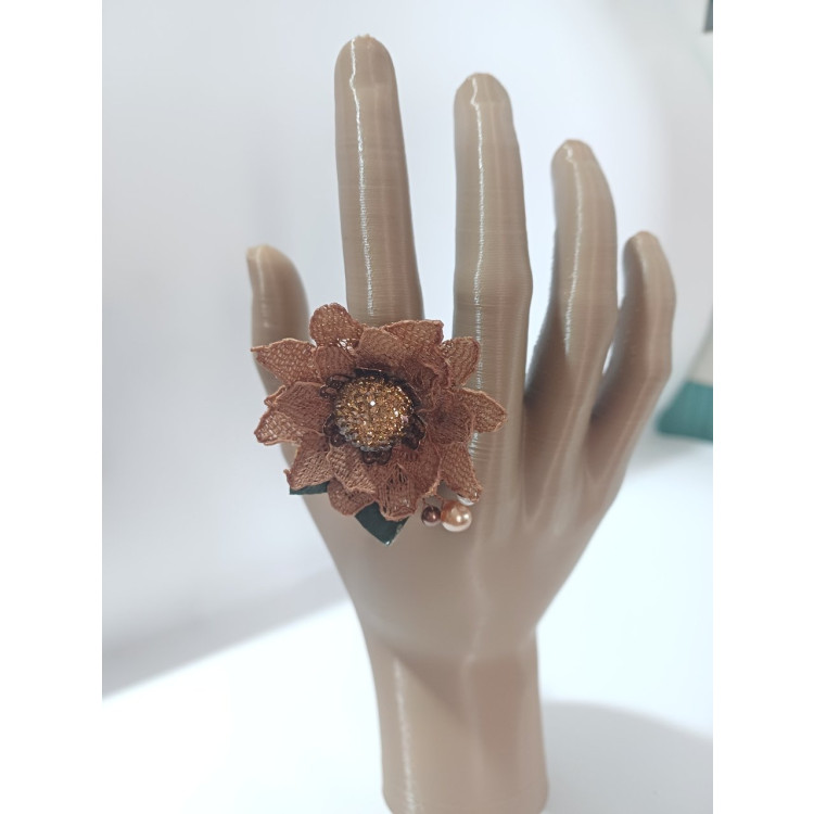 Anel flor marrom  - Imagem: 3