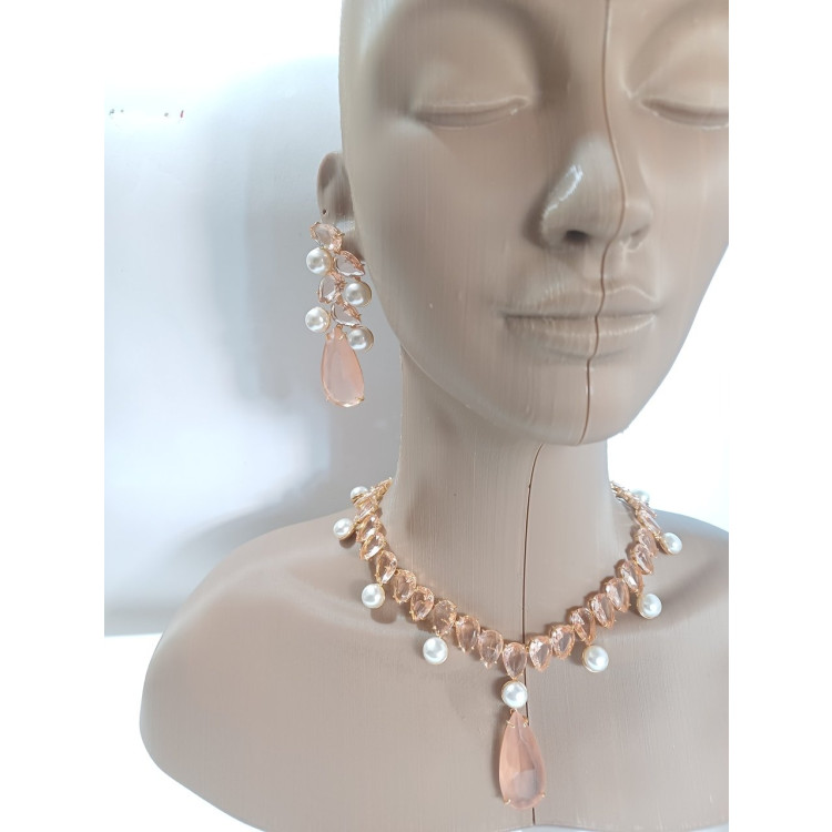 Conjunto pedra marrom com pérolas  - Imagem: 2
