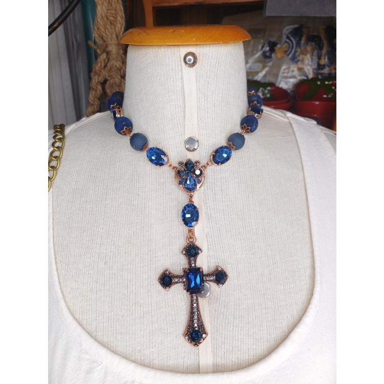 Colar crucifixo azul royal - Imagem: 2