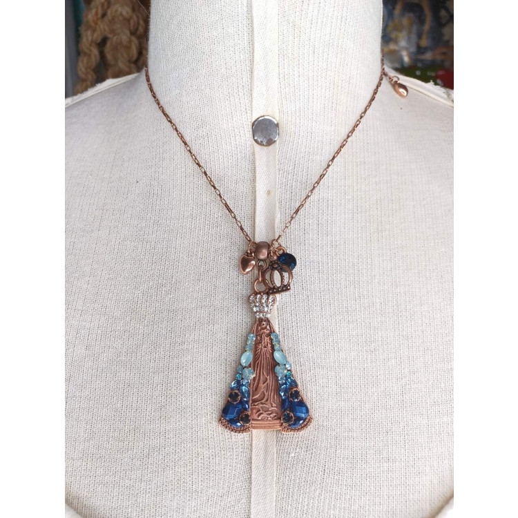Colar pingente nossa senhora aparecida azul  - Imagem: 2