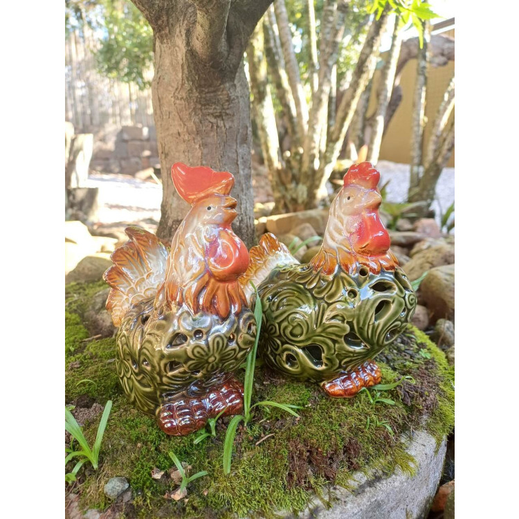 Conjunto porta velas galo e galinha - Imagem: 3