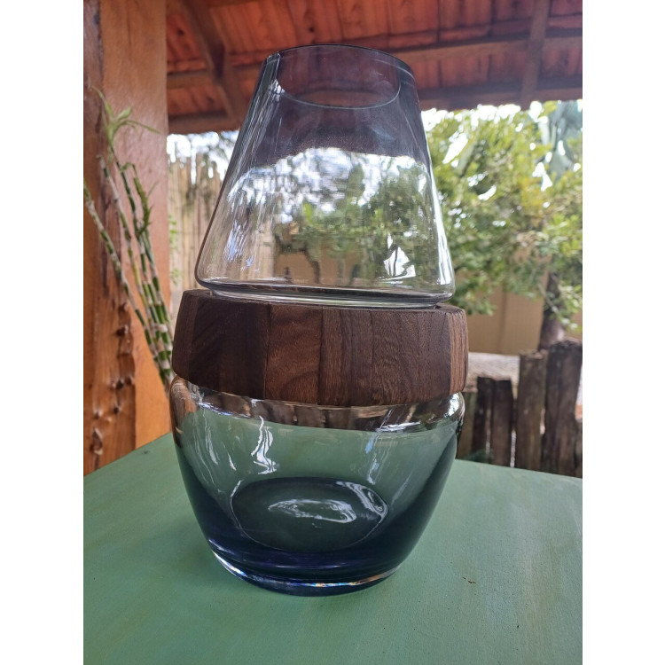 Vaso vidro com detalhe em madeira - Imagem: 3