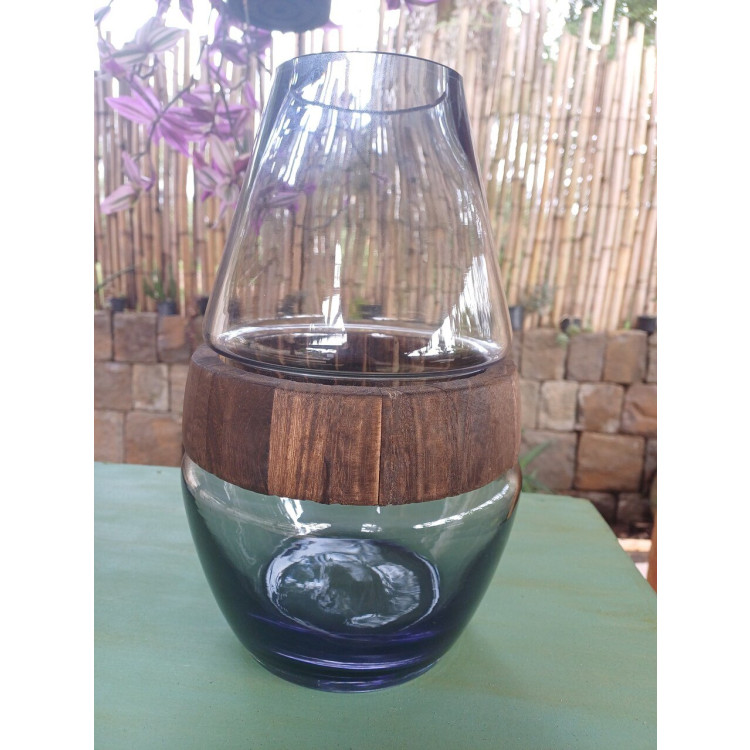 Vaso vidro com detalhe em madeira - Imagem: 2