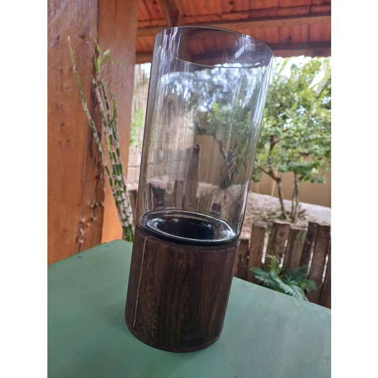 Vaso G vidro com base em madeira - Imagem: 2