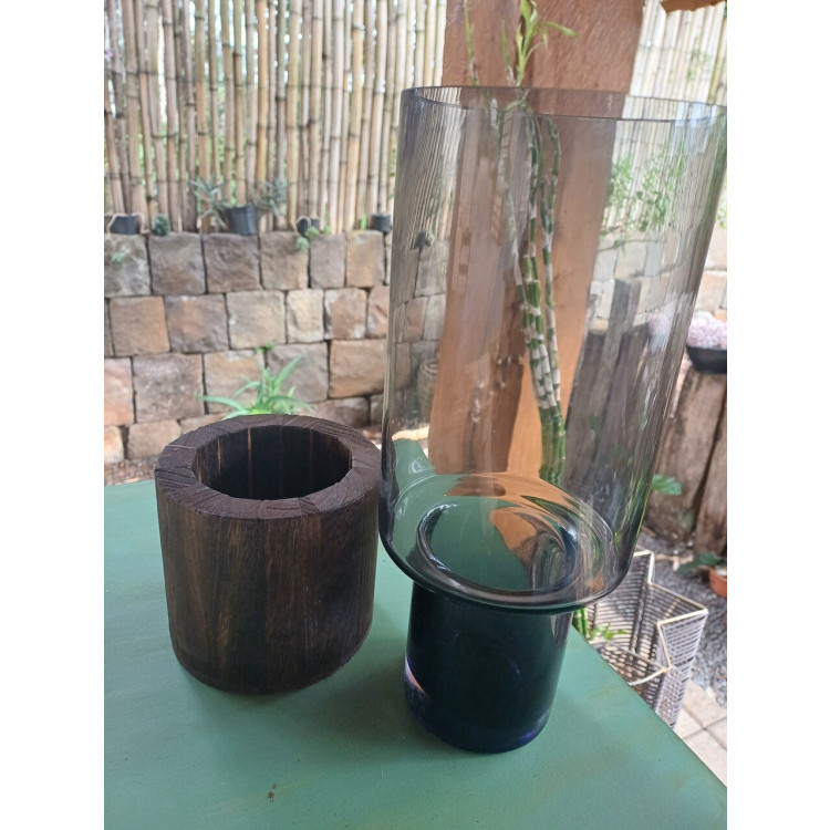 Vaso G vidro com base em madeira - Imagem: 3