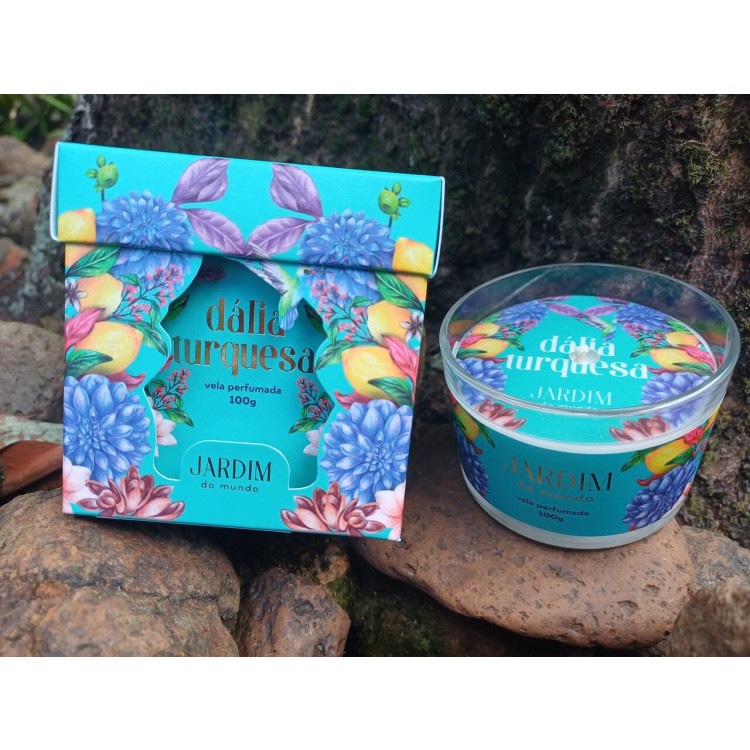 Vela perfumada dália turquesa - 100g - Imagem: 3