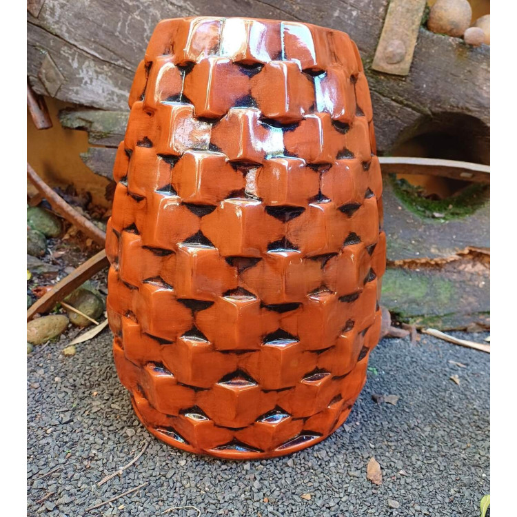 Vaso marrom G texturizado - Imagem: 2
