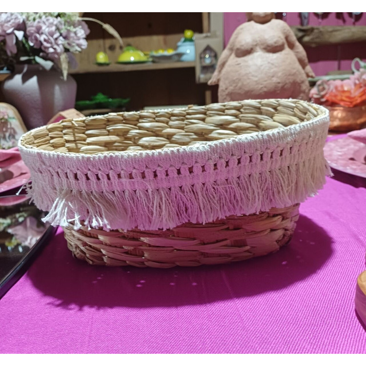 Cesta fibra natural com franjas - Imagem: 3