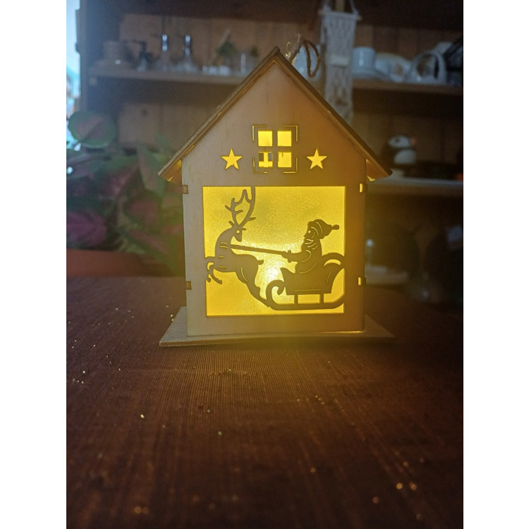 Casinha de natal papai noel P com vela led - Imagem: 4 Casinha de natal papai noel P com vela led - Imagem: 4