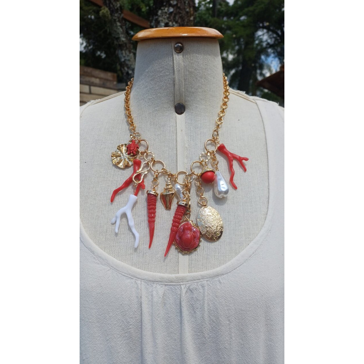 Colar fundo do mar vermelho e branco - Imagem: 2