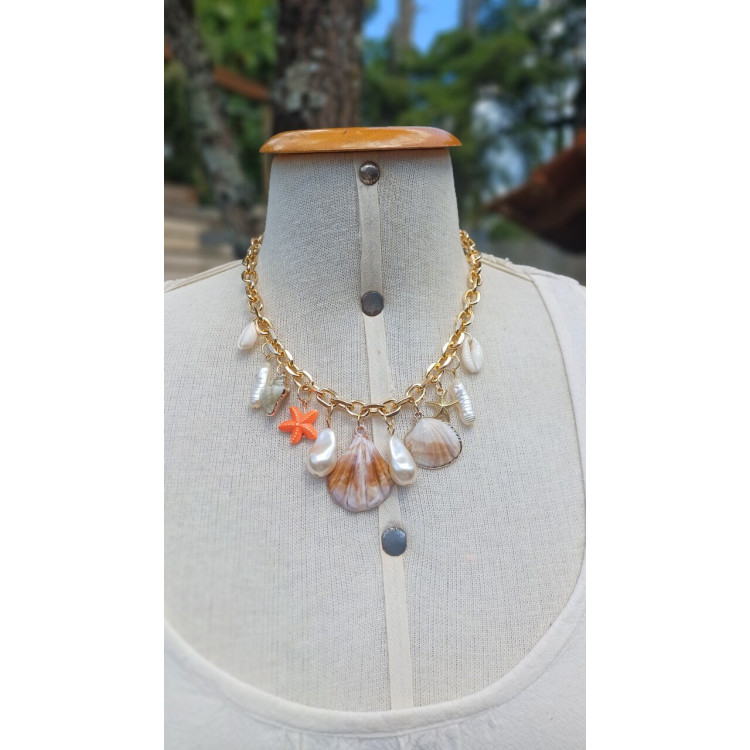 Colar mar dourado estrela laranja  - Imagem: 2