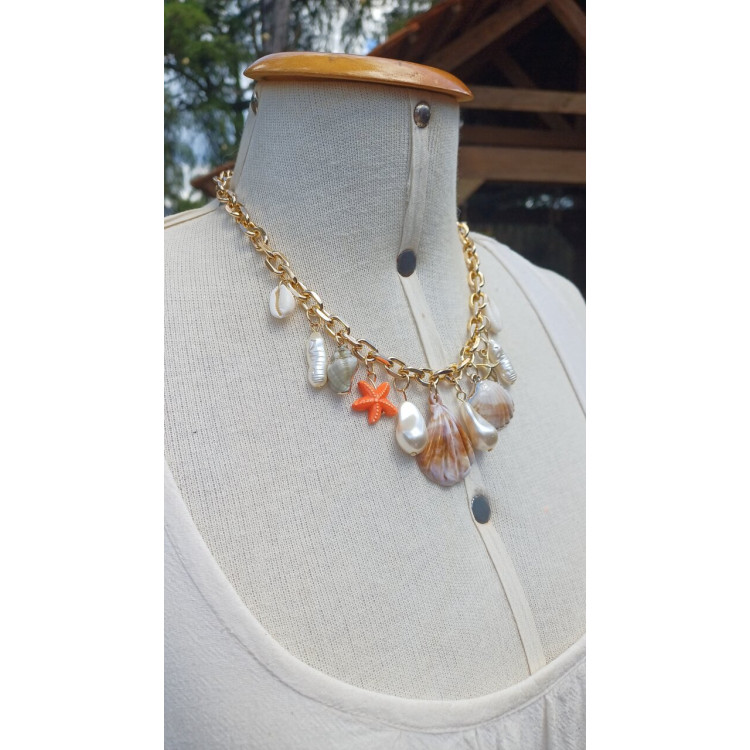 Colar mar dourado estrela laranja  - Imagem: 3
