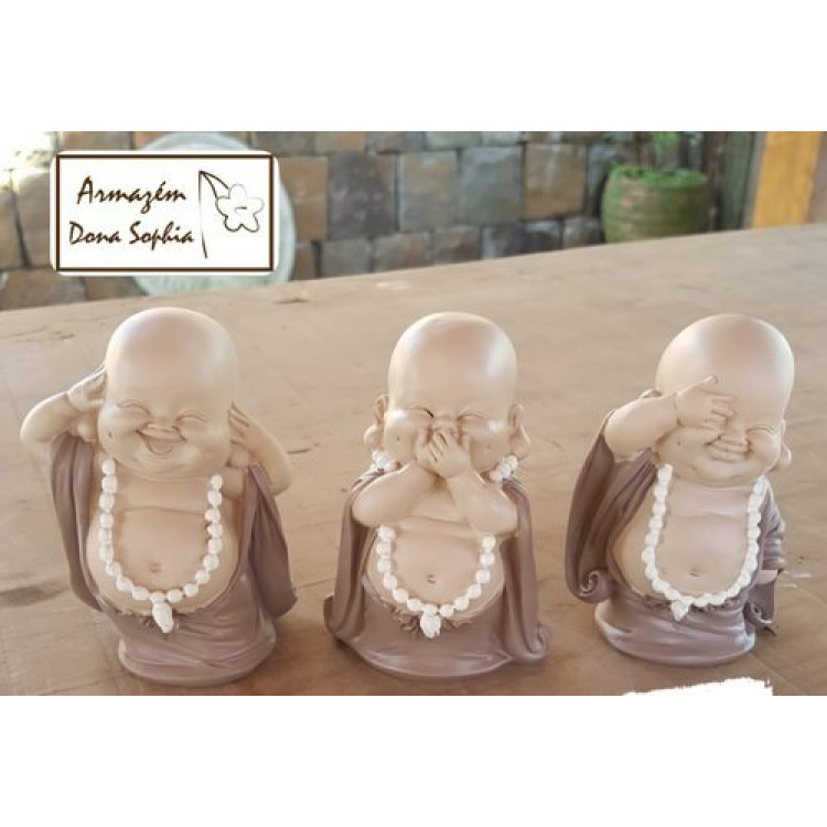 trio mini monges da sabedoria (marrom) - Imagem: 2