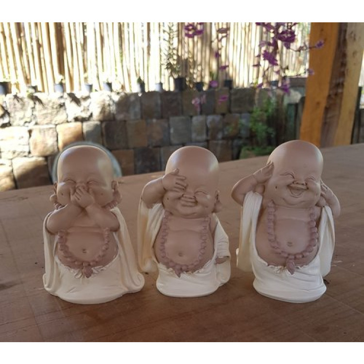 trio mini monges da sabedoria (branco) - Imagem: 2
