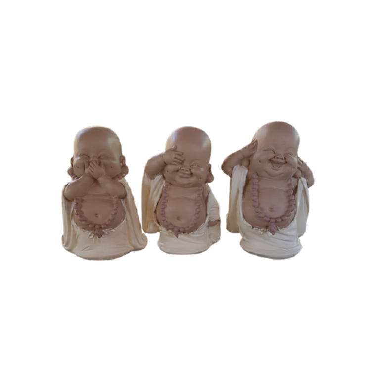 trio mini monges da sabedoria (branco) - Imagem: 1
