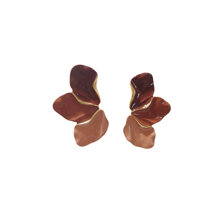 Brinco meia flor marrom  - Imagem: 1