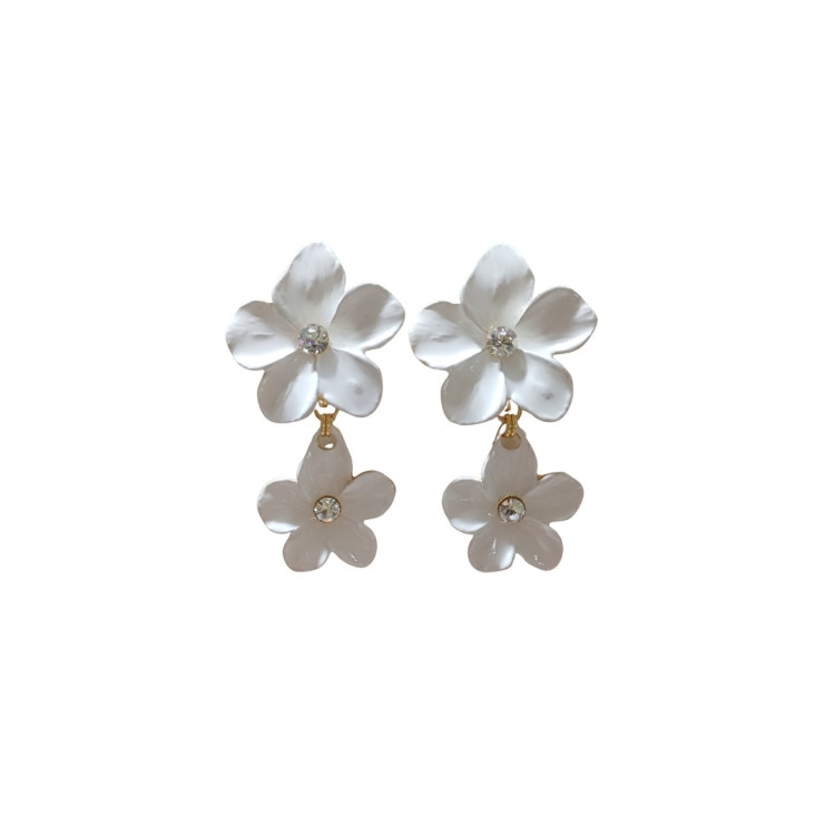 Brinco flor dupla branco - Imagem: 1