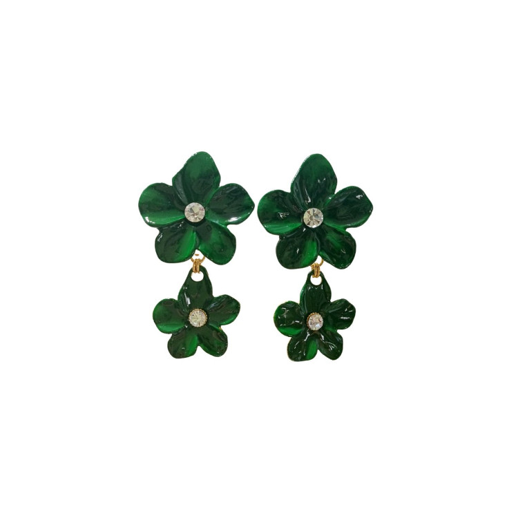 Brinco flor dupla verde  - Imagem: 1