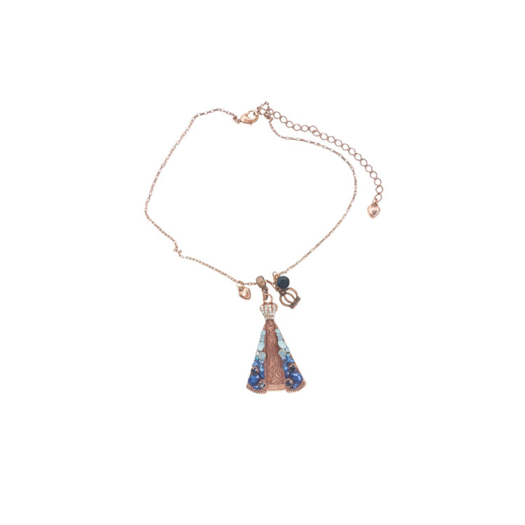 Colar pingente nossa senhora aparecida azul  - Imagem: 1