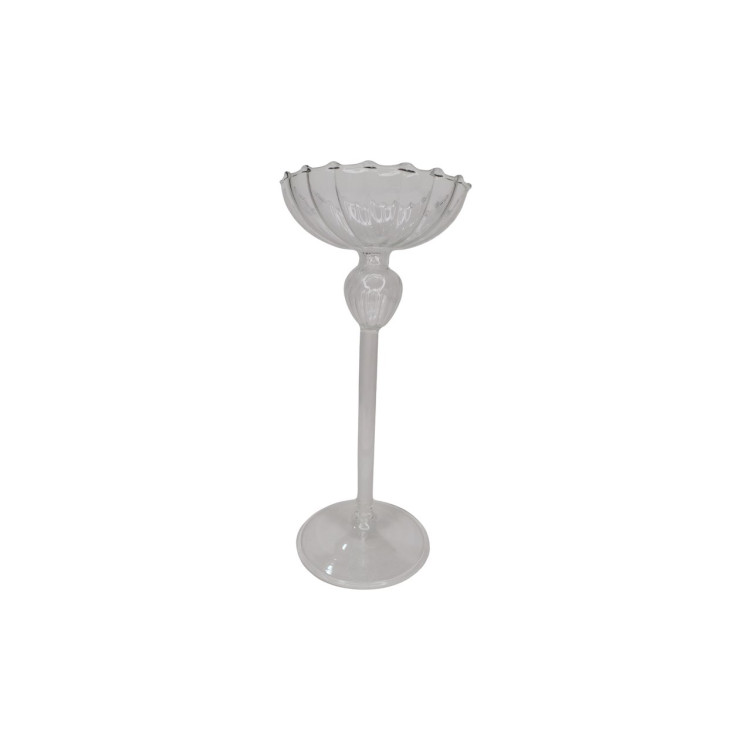 castiçal de vidro ondulado pedestal P - Imagem: 1