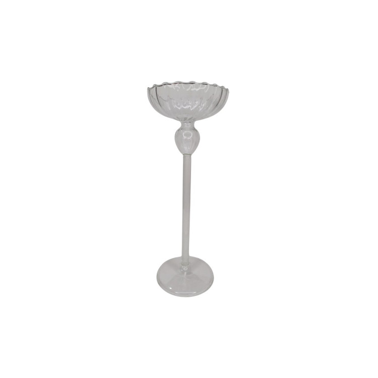 Castiçal vidro ondulado pedestal G - Imagem: 1