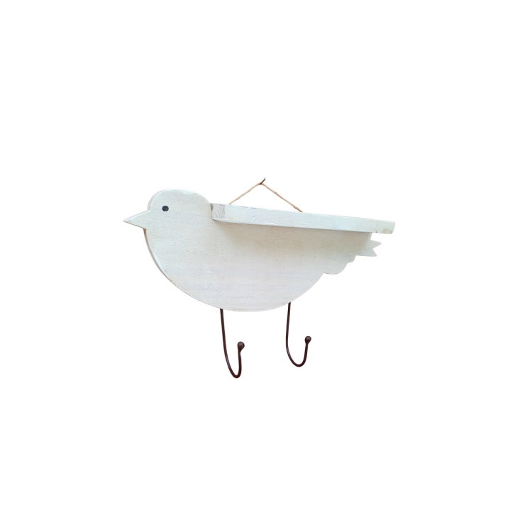 Gancho pássaro com mini prateleira branco - Imagem: 1