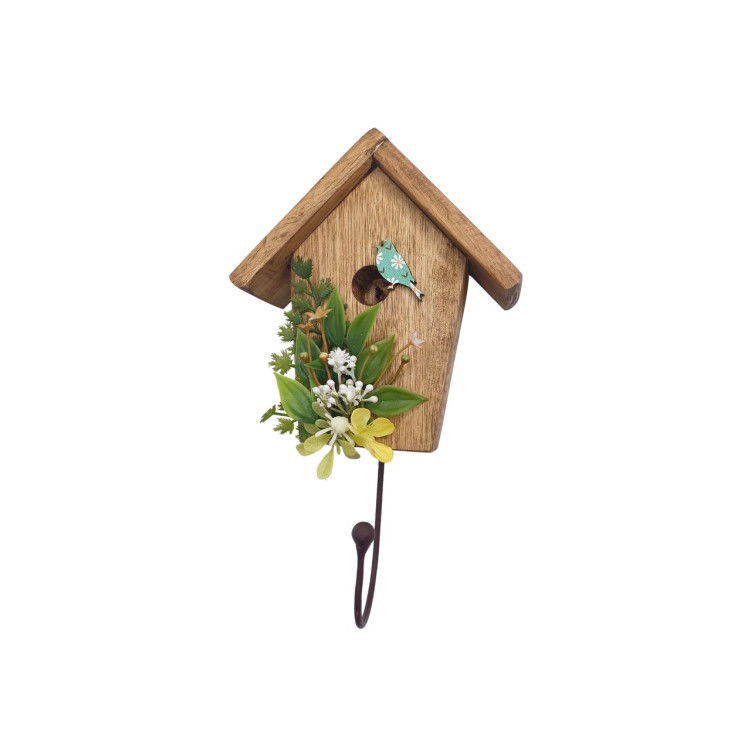 Casinha com gancho pássaro e flor amarela - Imagem: 1