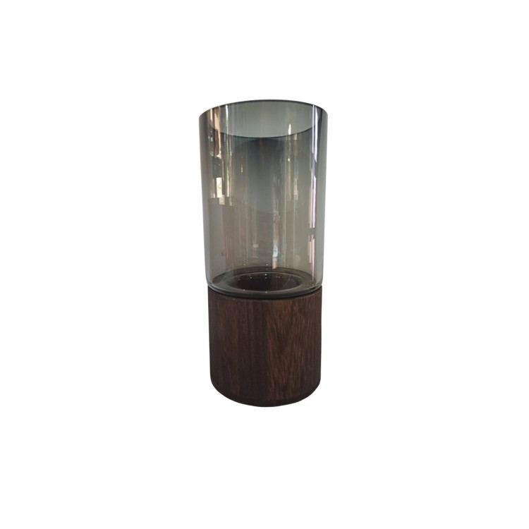 Vaso M vidro com base em madeira - Imagem: 1
