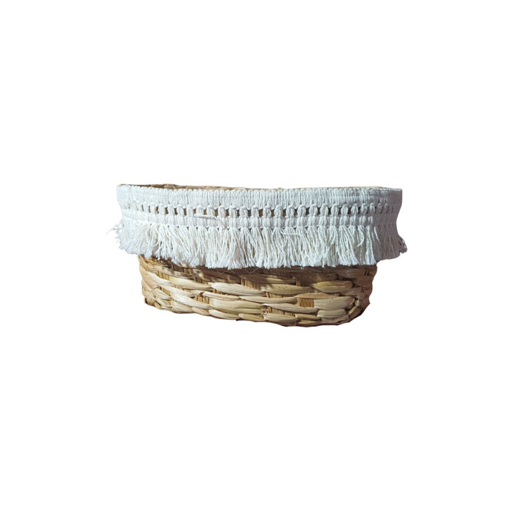 Cesta fibra natural com franjas - Imagem: 1
