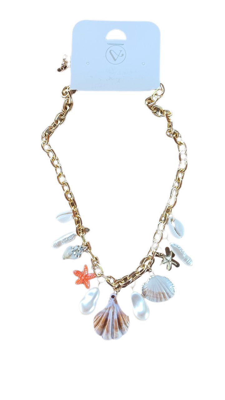 Colar mar dourado estrela laranja 