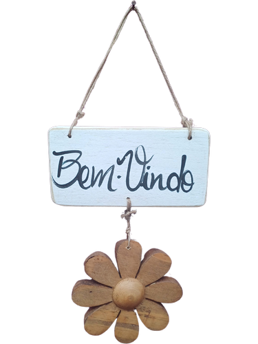 placa bem-vindo flor 