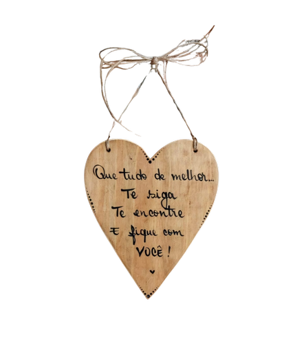 placa coração com dizer 