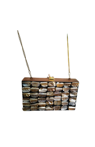 bolsa em madeira com madrepérola 