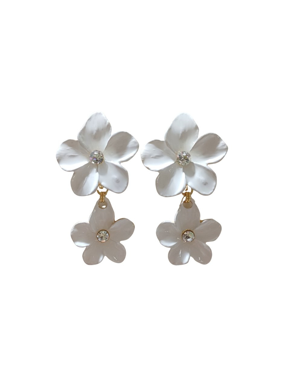 Brinco flor dupla branco
