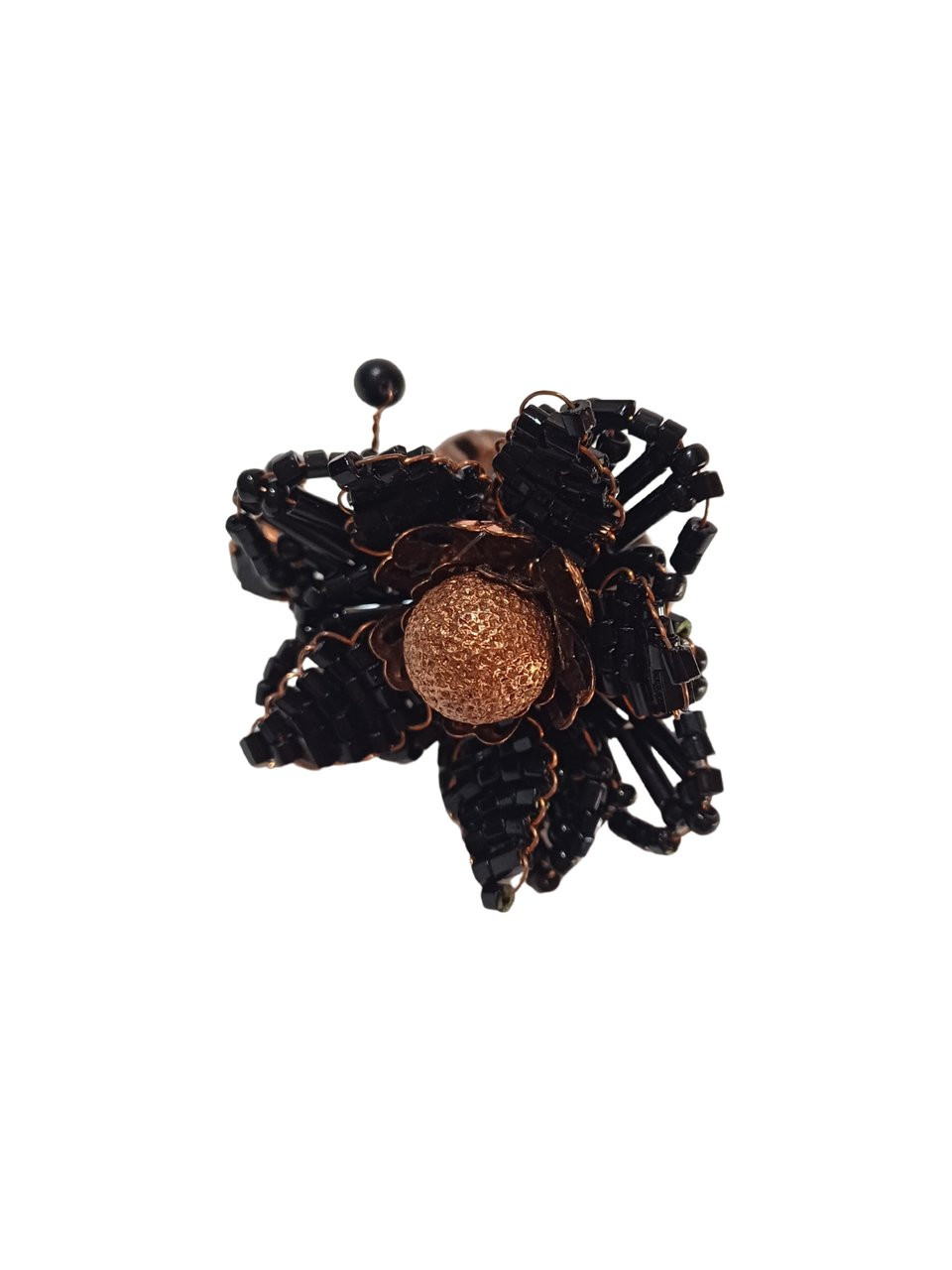 Anel Flor com miçangas