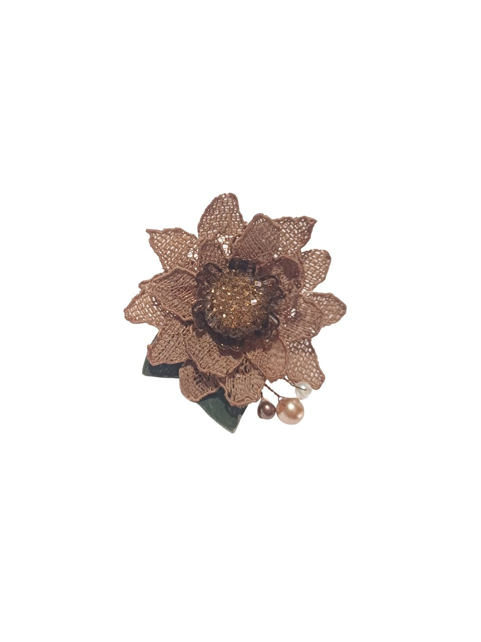 Anel flor marrom 