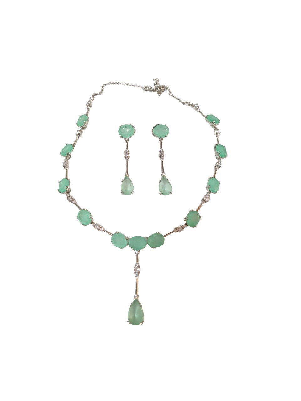 Conjunto folhado prata verde 