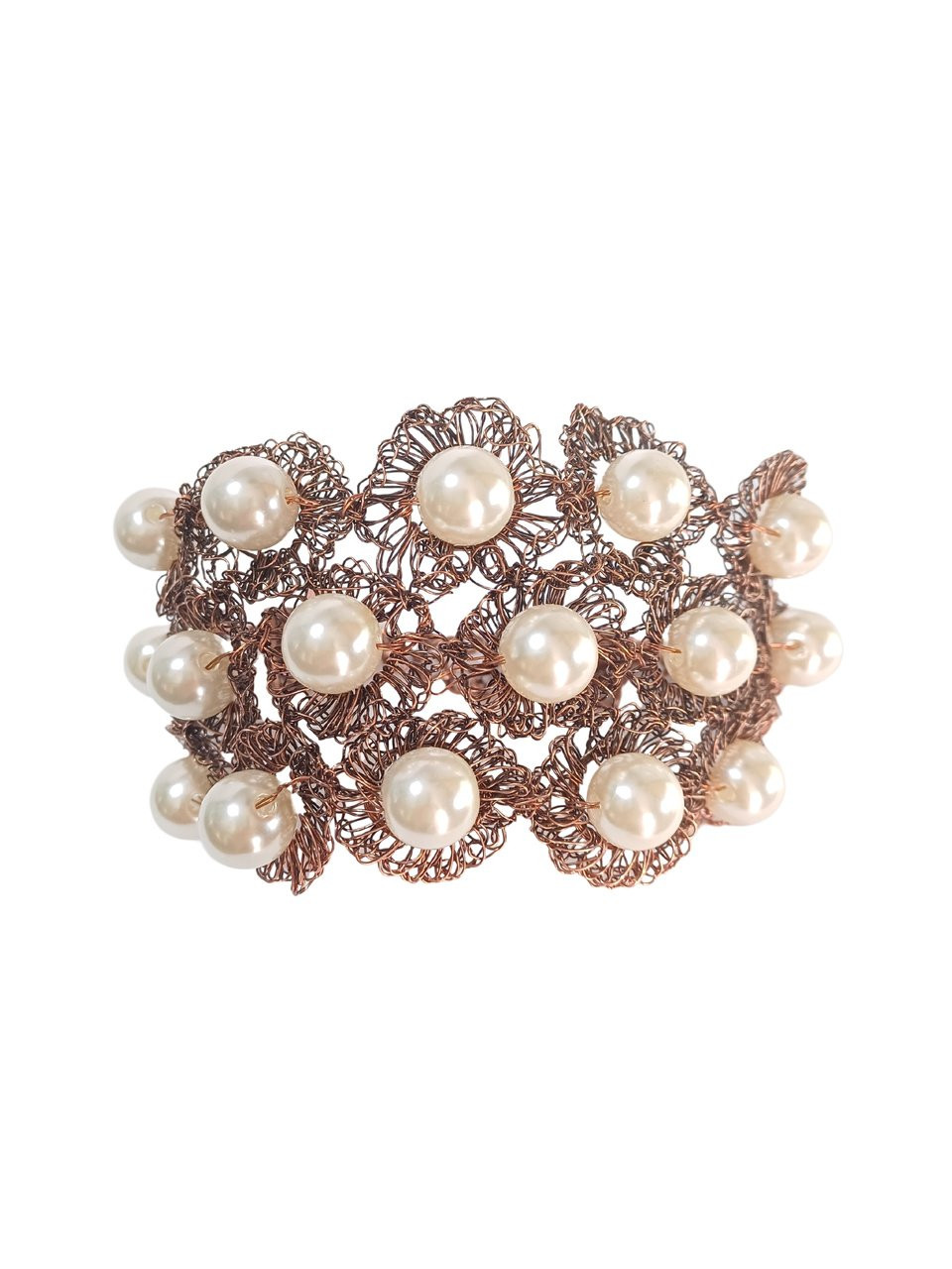 pulseira crochê de metal