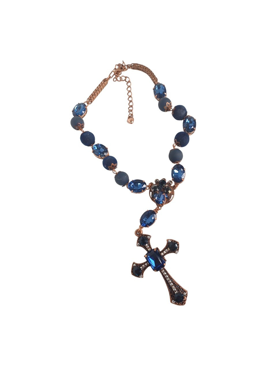 Colar crucifixo azul royal
