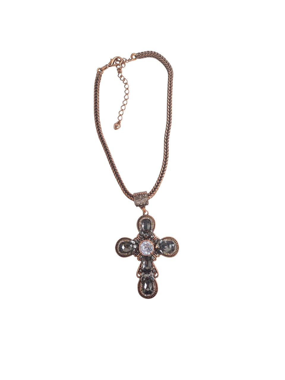 Colar crucifixo pedras e strass