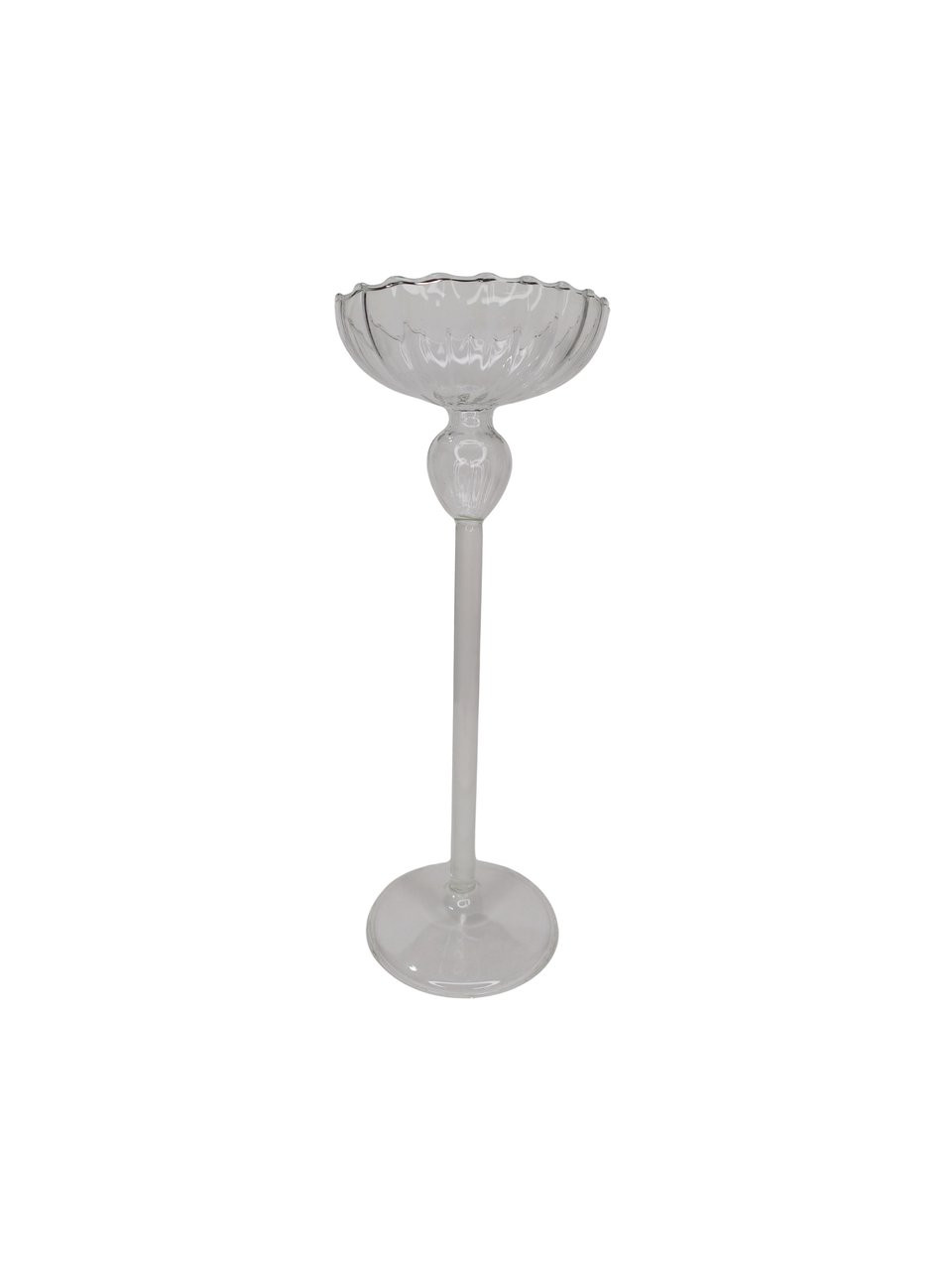 Castiçal vidro ondulado pedestal G