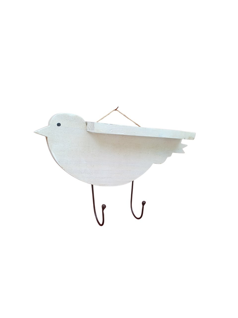 Gancho pássaro com mini prateleira branco