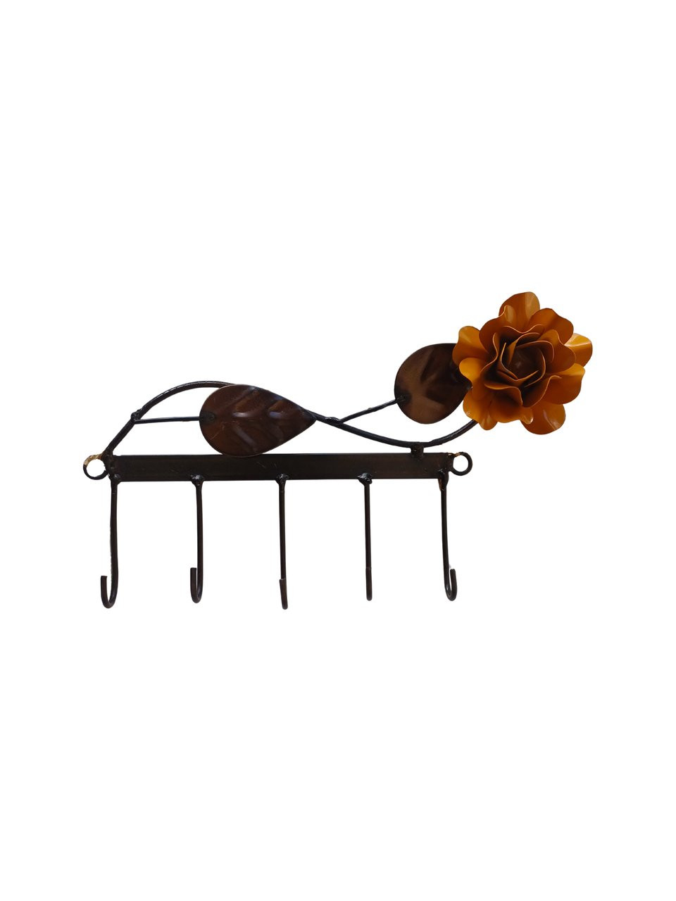 Porta chaves 5 ganchos flor amarela