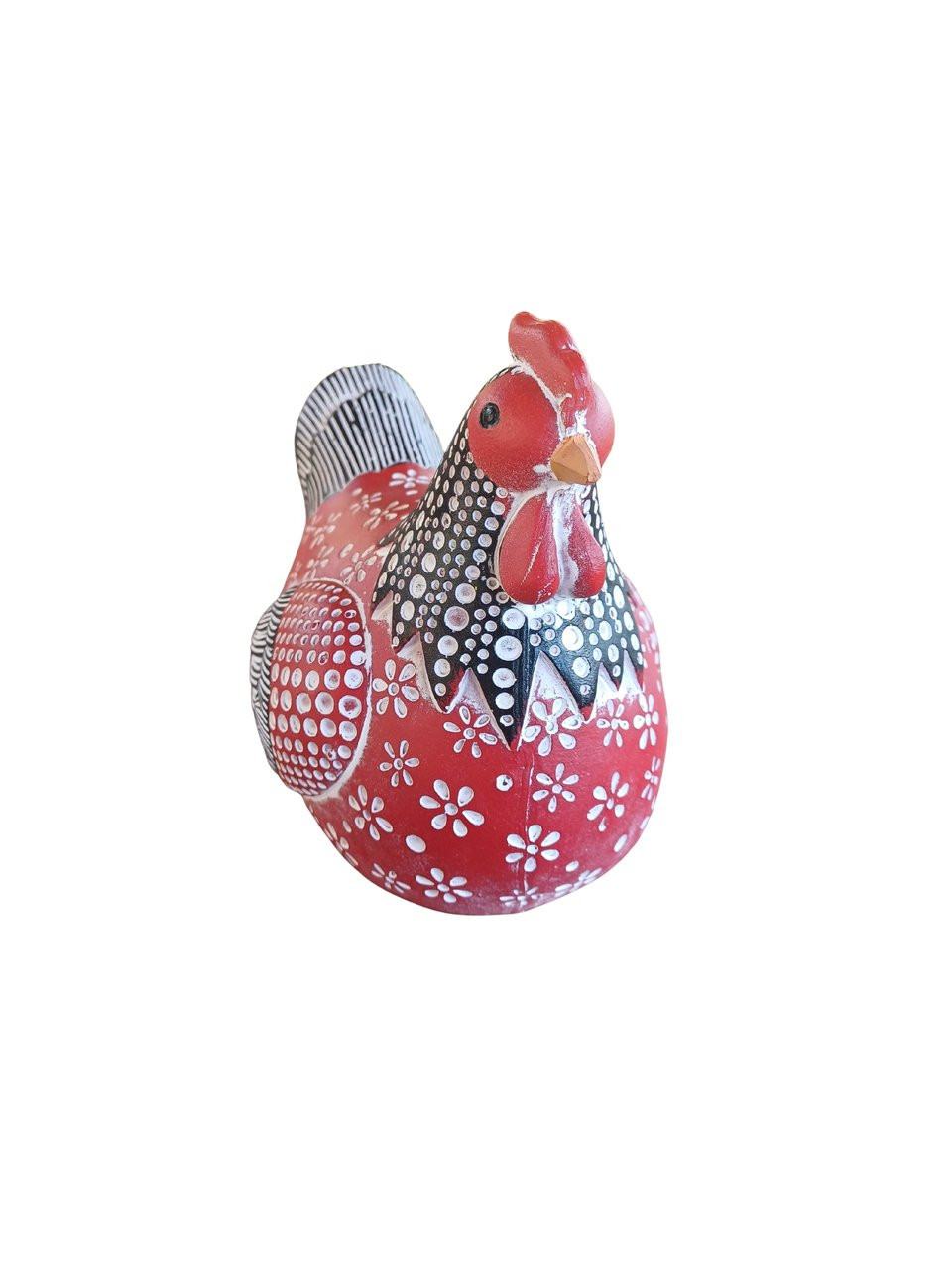 Galinha vermelha com flores 
