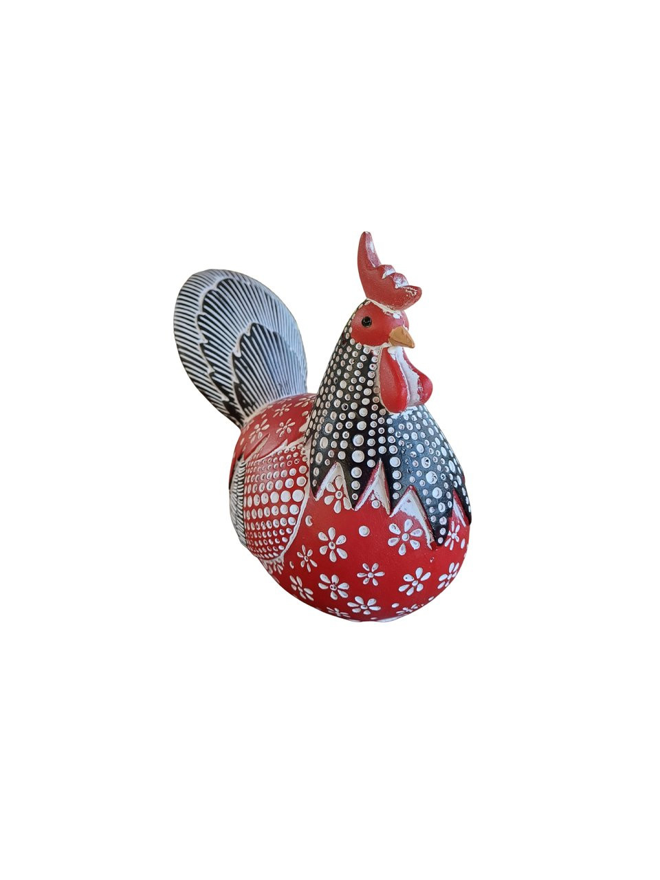 Galo vermelho com flores
