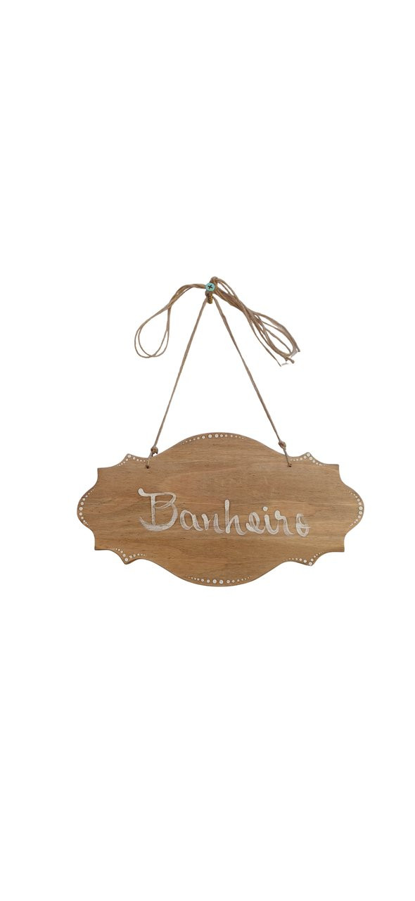 Placa rústica banheiro