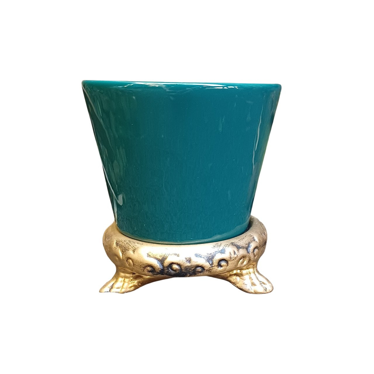 Vaso com suporte verde escuro 